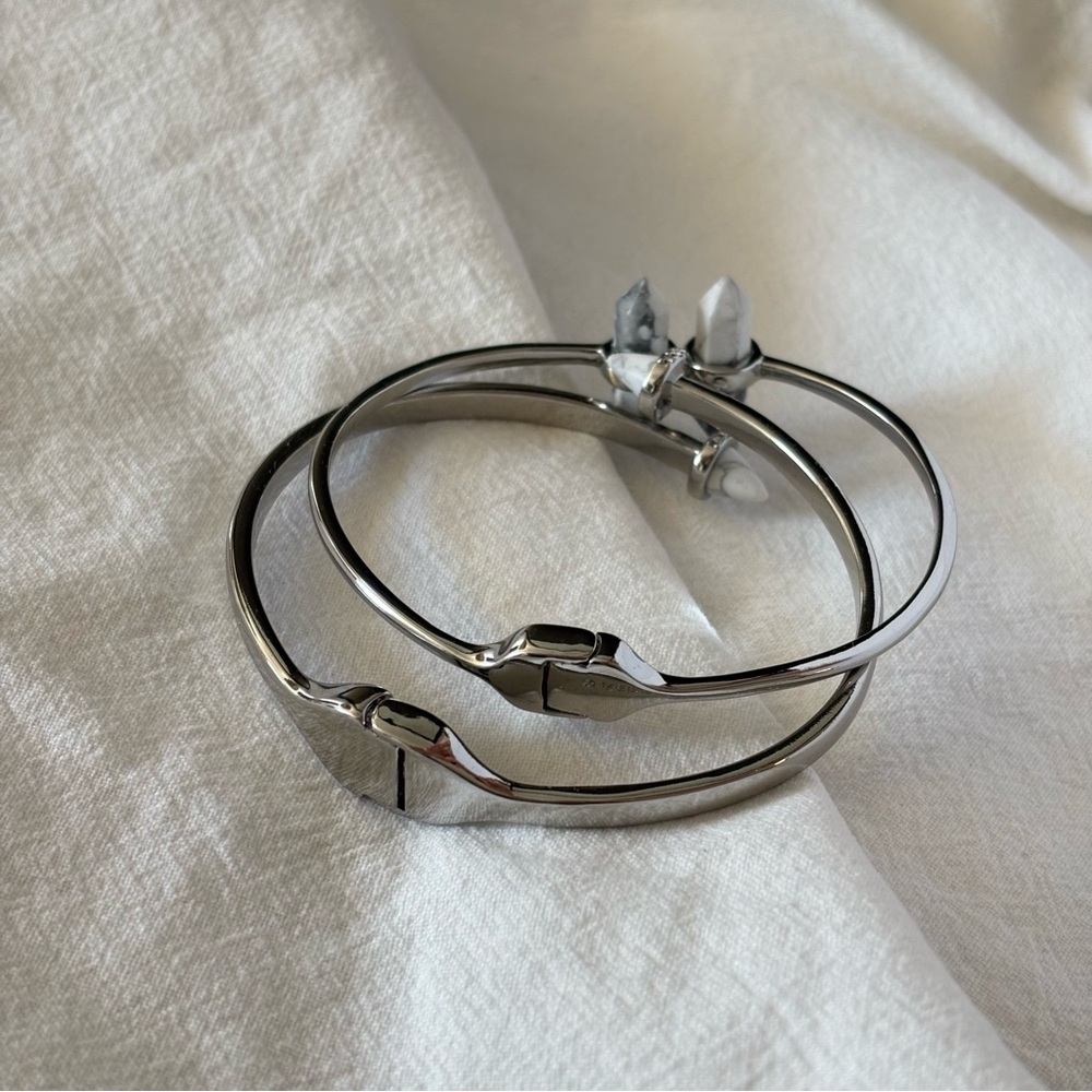 Rebecca Minkoff howlite hinged cuff bracelets boho - Picture 3 of 7